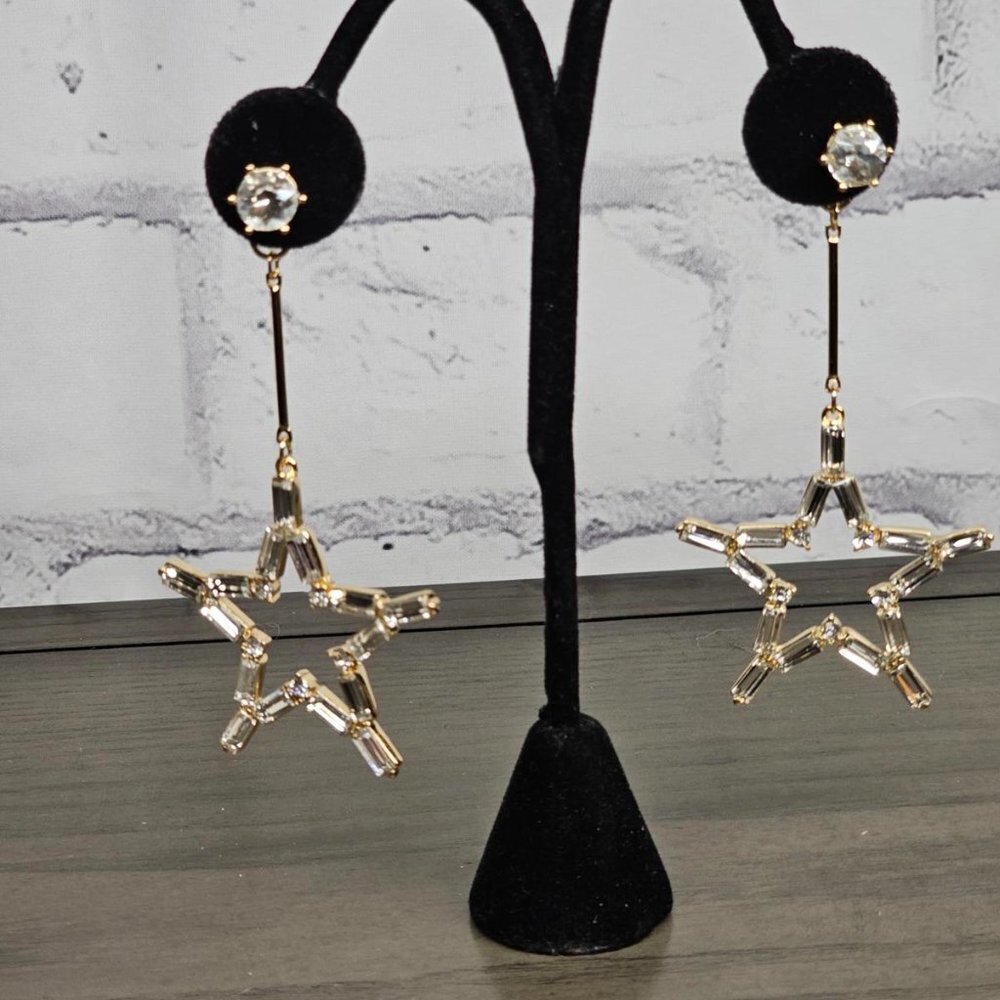Premium Sparkle Box Crystal Star Dangle Earrings